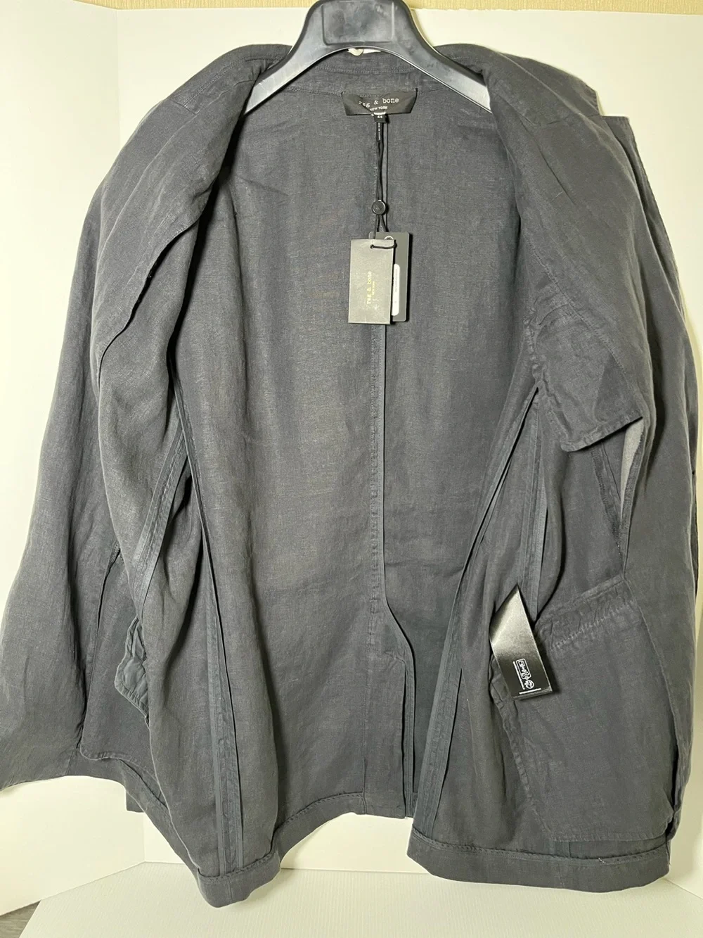 RAG & BONE WASHED DISTRESSED 100% FINE LINEN Notch Collar Blazer